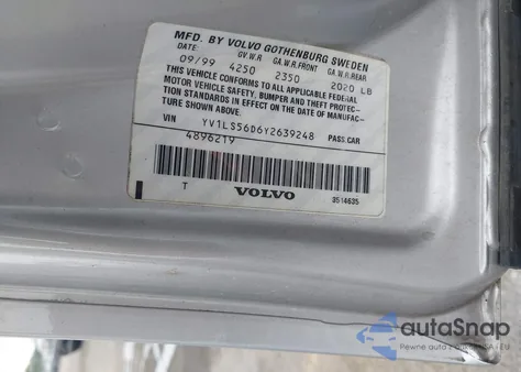 2000 Volvo S70 Glt/Glt Se из США, поврежденный, VIN YV1LS56D6Y2639248